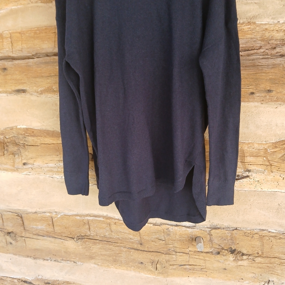 Chelsea28 Navy Night Oversized Cowl Neck Pima Cotton Blend Sweater XL - Picture 3 of 11